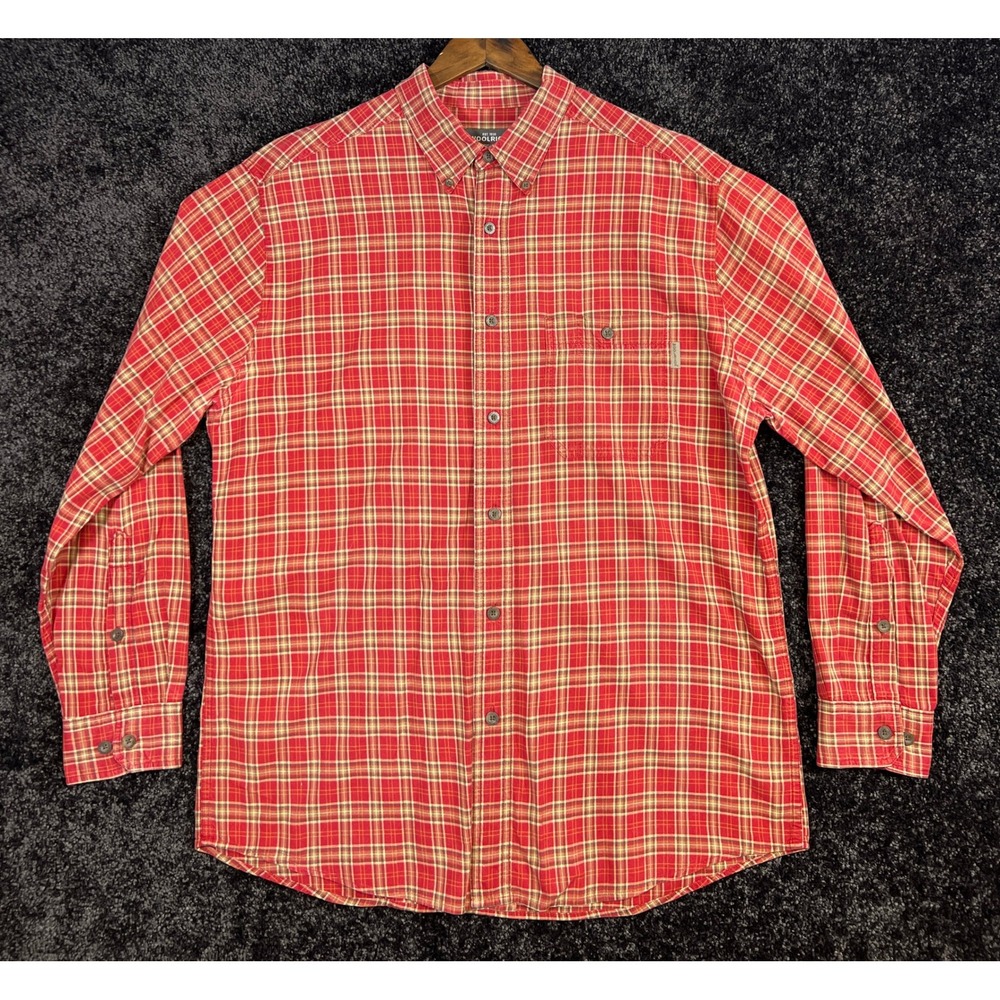 Woolrich Mens L Red Plaid Long Sleeve Button Up Casual Shirt